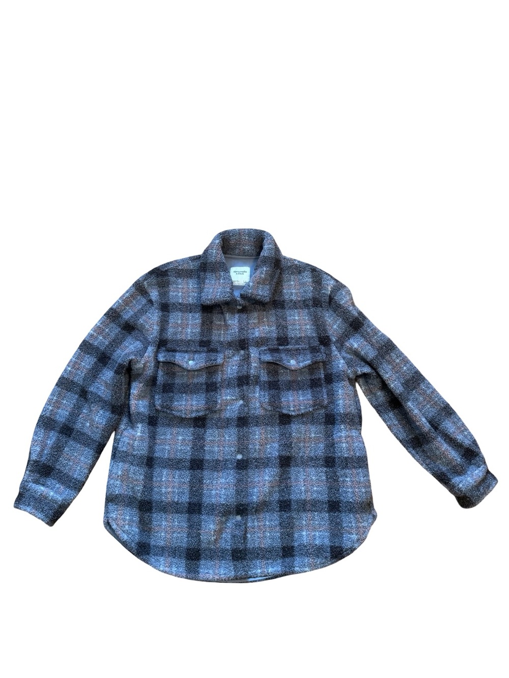 Abercrombie & Fitch Plaid Flannel Sherpa Shirt Jacket Shacket